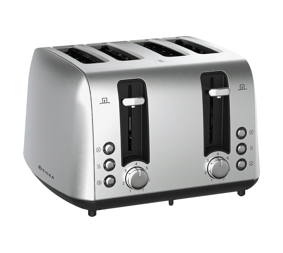 EIGER Geneva 4 Slice Stainless Steel Toaster