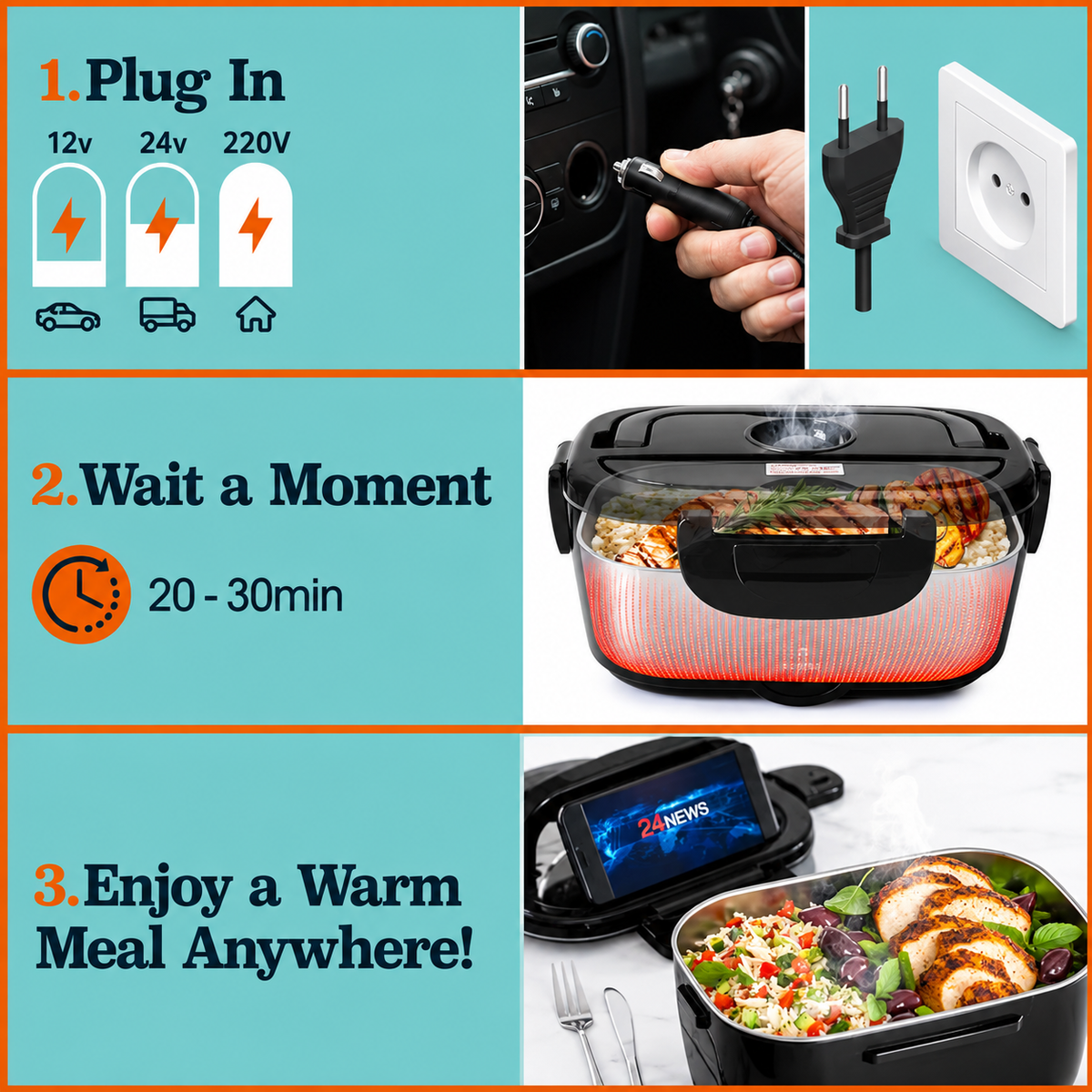 60W Electric Lunch Box Food Warmer