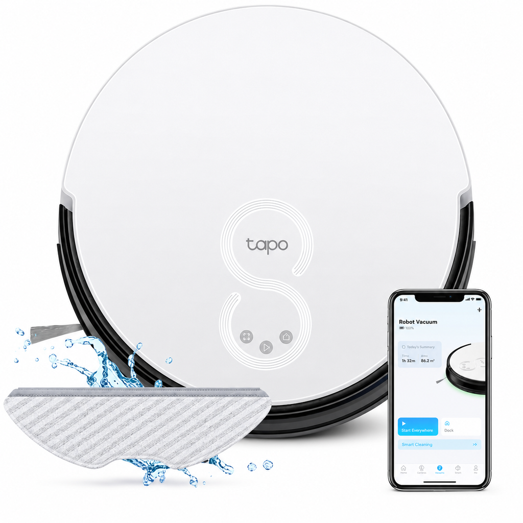 TP-Link Tapo RV10 Robot Vacuum and Mop, Gyroscope, 2600 mAh, 300 ml