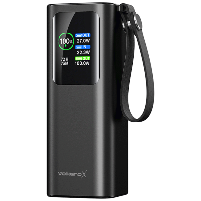 VolkanoX Titan Series - 20 000 mAh - Power Bank with retractable Type-C Cable with Flashlight